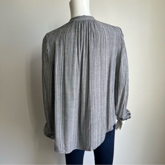 Lucky Brand Tie Neck Long Sleeve Blouse in Gray - S - Picture 4 of 5